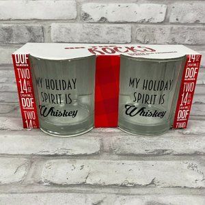 On The Rocks My Holiday Spirit is Whiskey Set of 2